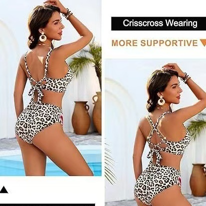 Two-Piece High-Waisted Leopard Print Bikini