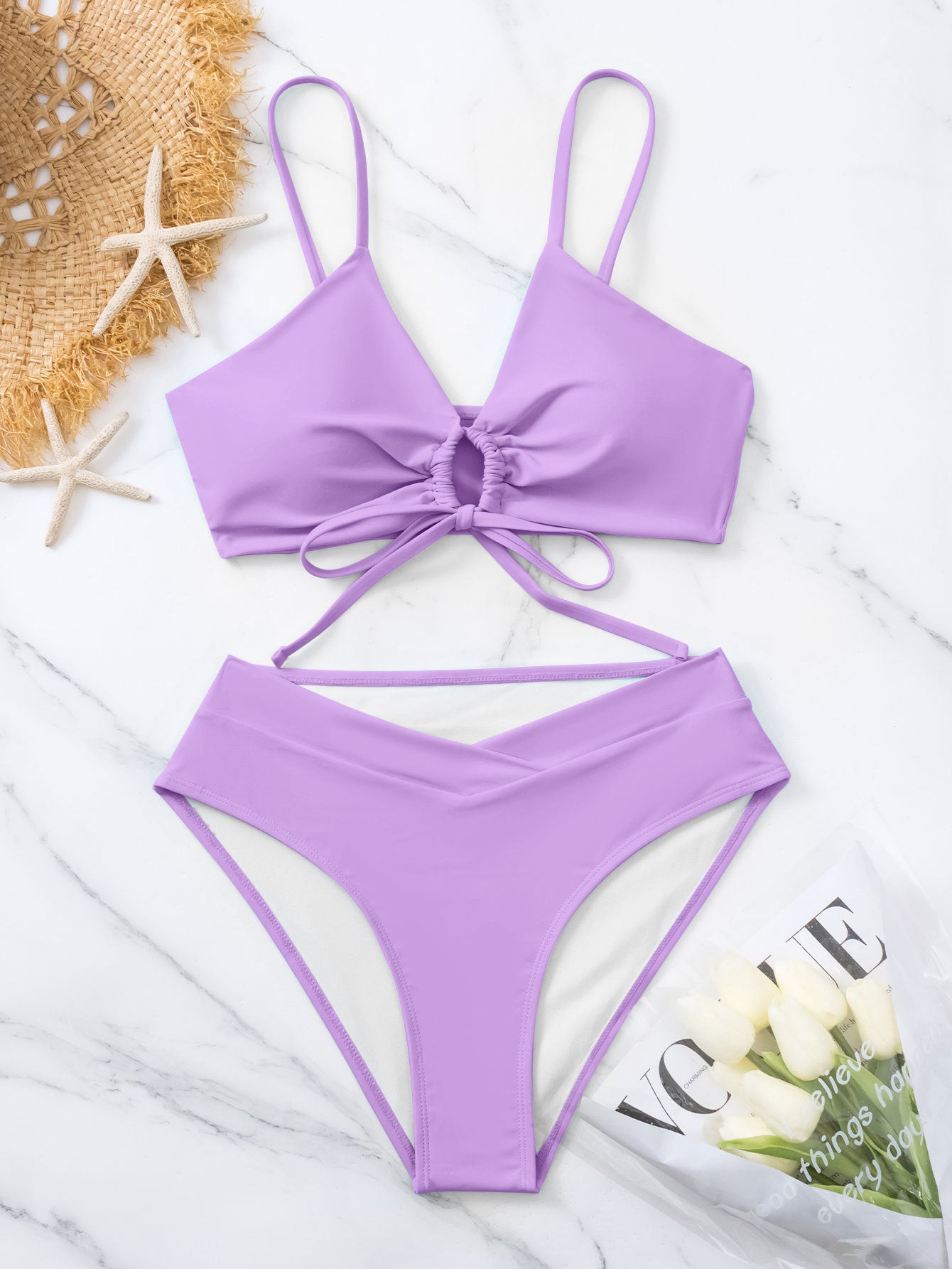 Solid-color sexy bikini set for women