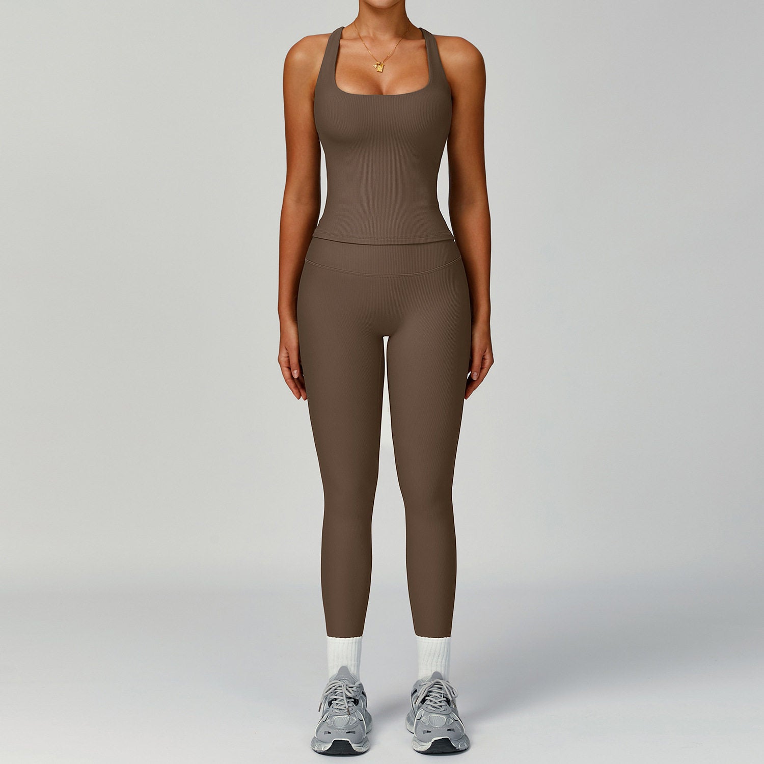 Energy Ribbed Yoga Outfit Set High-Waisted Quick-Dry