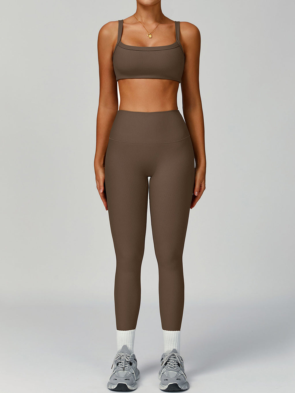 Energy Ribbed Yoga Outfit Set High-Waisted Quick-Dry