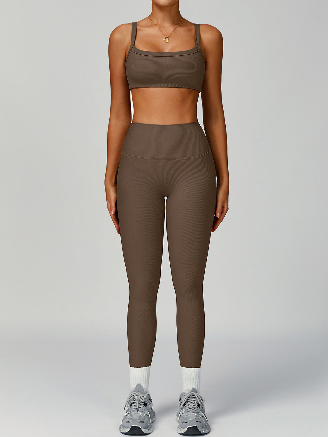 Energy Ribbed Yoga Outfit Set High-Waisted Quick-Dry