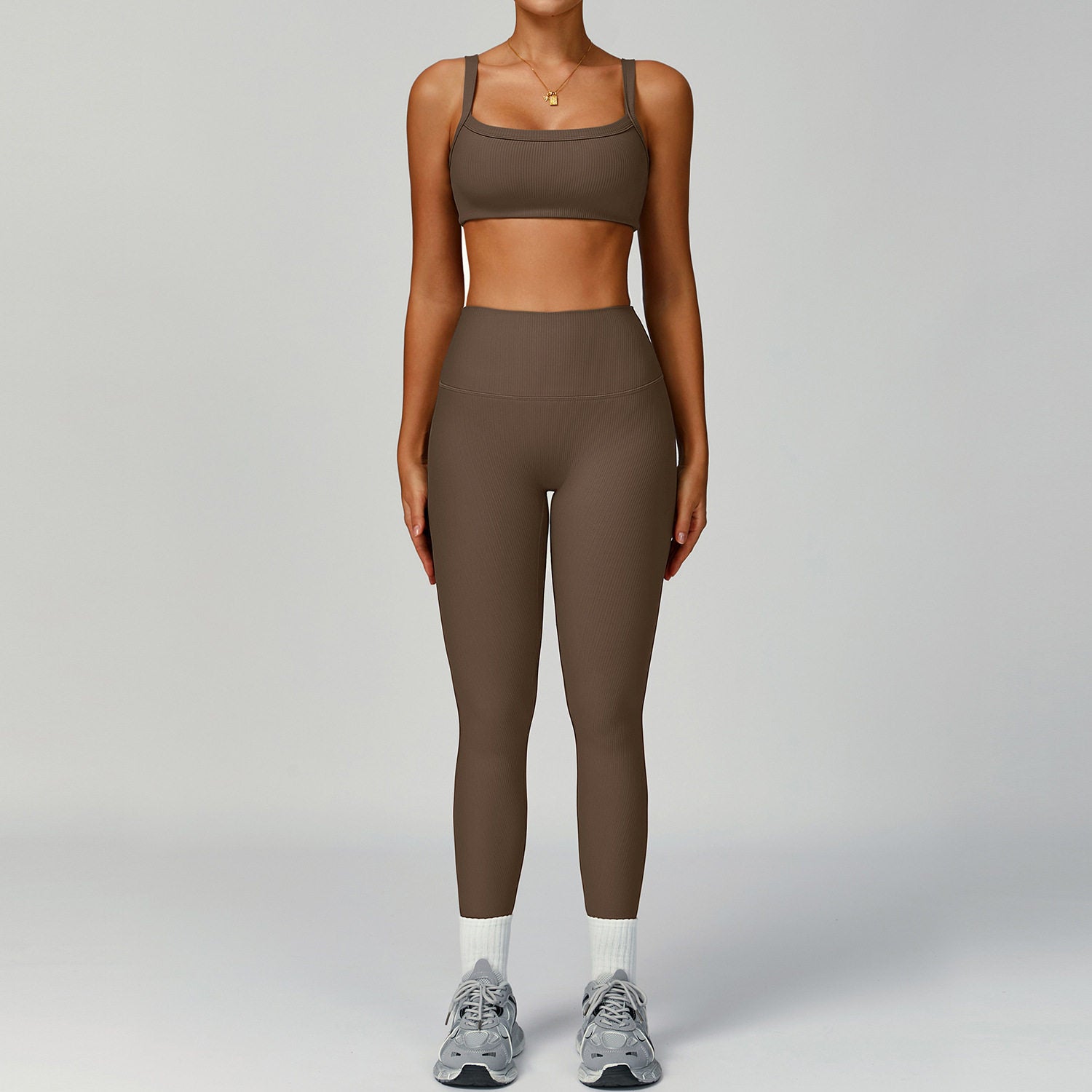 Energy Ribbed Yoga Outfit Set High-Waisted Quick-Dry