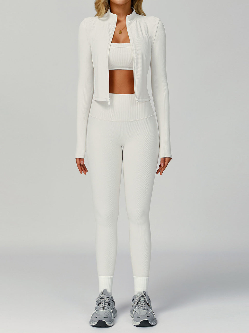 Energy Ribbed Yoga Outfit Set High-Waisted Quick-Dry