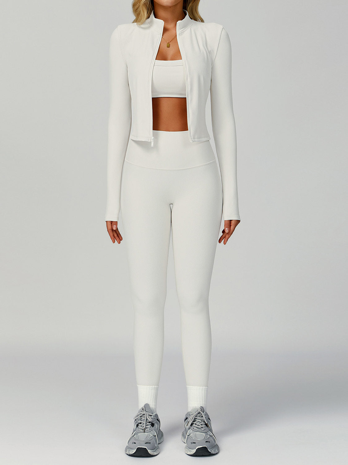 Energy Ribbed Yoga Outfit Set High-Waisted Quick-Dry
