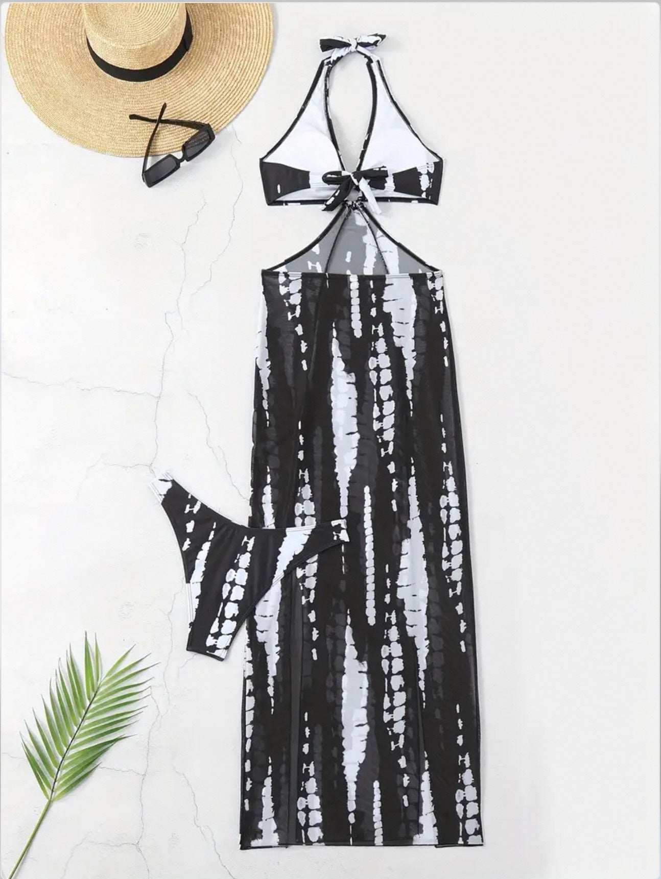 Mesh Bikini Two-Piece Swimsuit with Skirt
