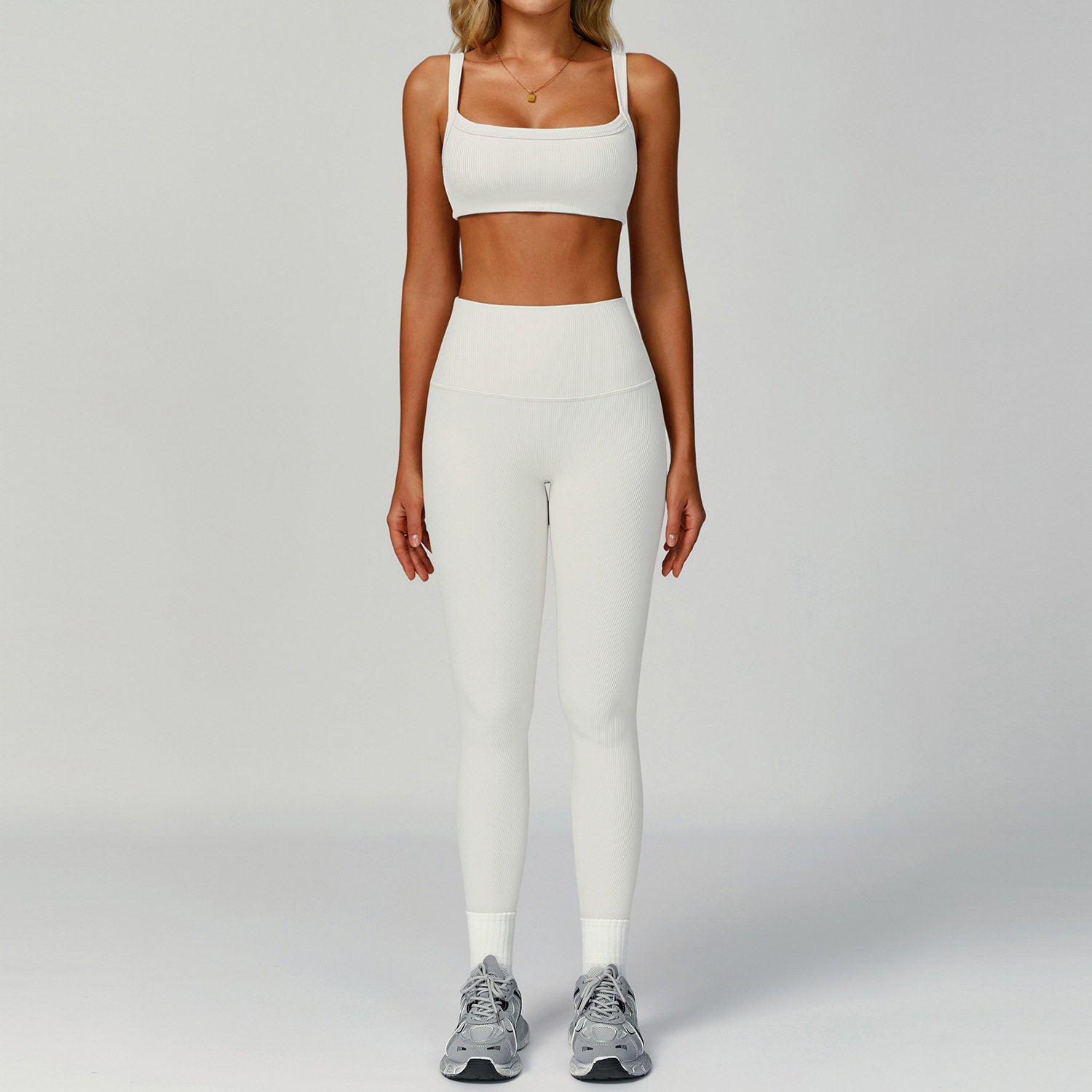 Energy Ribbed Yoga Outfit Set High-Waisted Quick-Dry