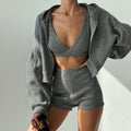 Women's Zipper Hooded Tracksuit Set