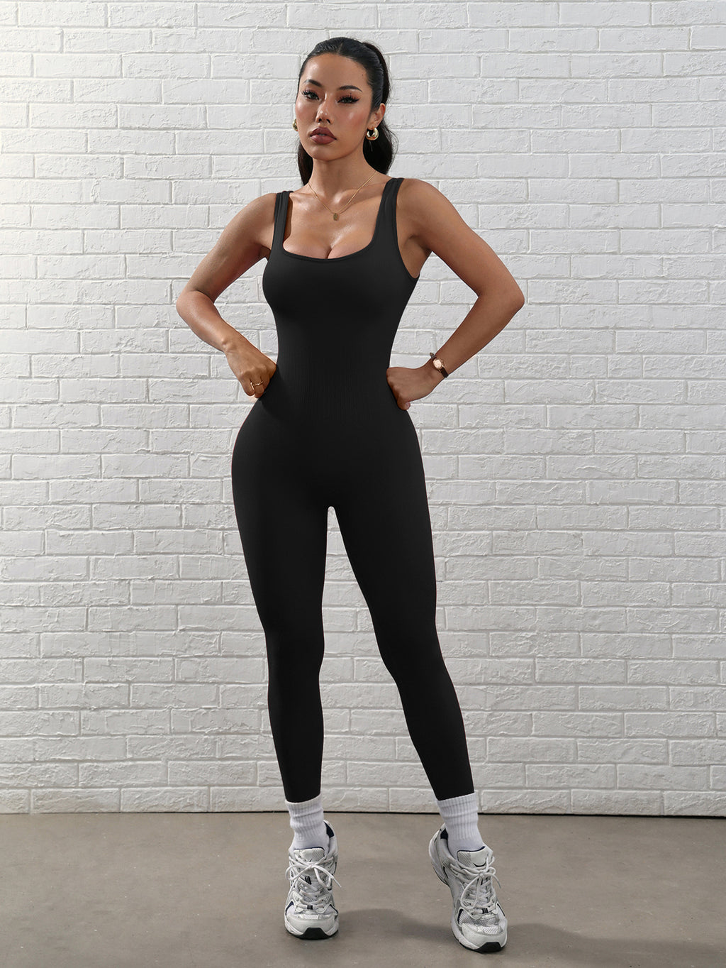 Womens High-Elastic Fitness Jumpsuit