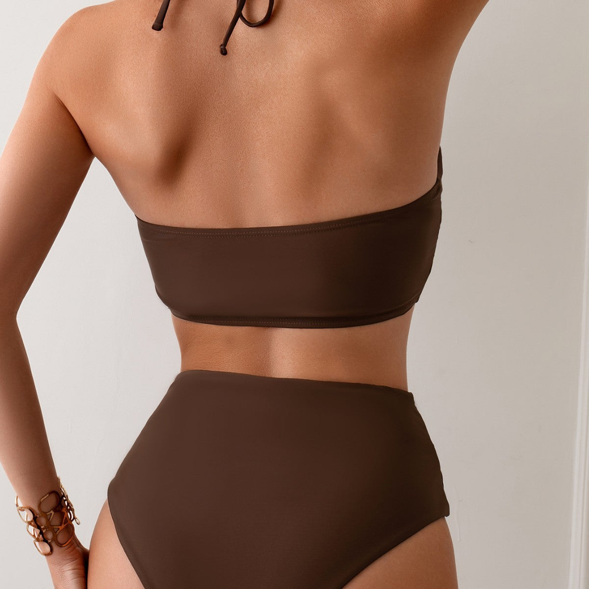 Womens Halterneck High Waist Bikini Swimsuit